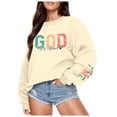 thumbnail image 1 of Women's Hoodless Sweatshirt Casual Crewneck Long Sleeve God Print Basic Top Versatile for Daily and Wear, 1 of 4