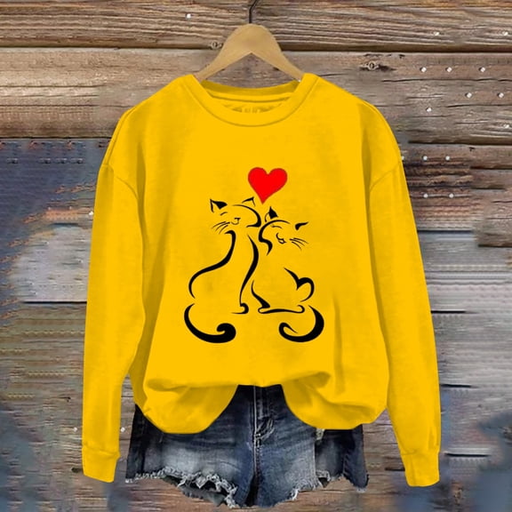 Women's Hoodless Sweatshirt Cat Mama Sweatshirts Womens Long Sleeve Cat Love Graphic Pullover Tops Fashion Shirts Animal Lover Gift, Women's Hoo