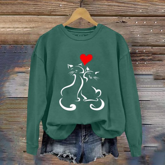 Women's Hoodless Sweatshirt Cat Mama Sweatshirts Womens Long Sleeve Cat Love Graphic Pullover Tops Fashion Shirts Animal Lover Gift, Women's Hoo