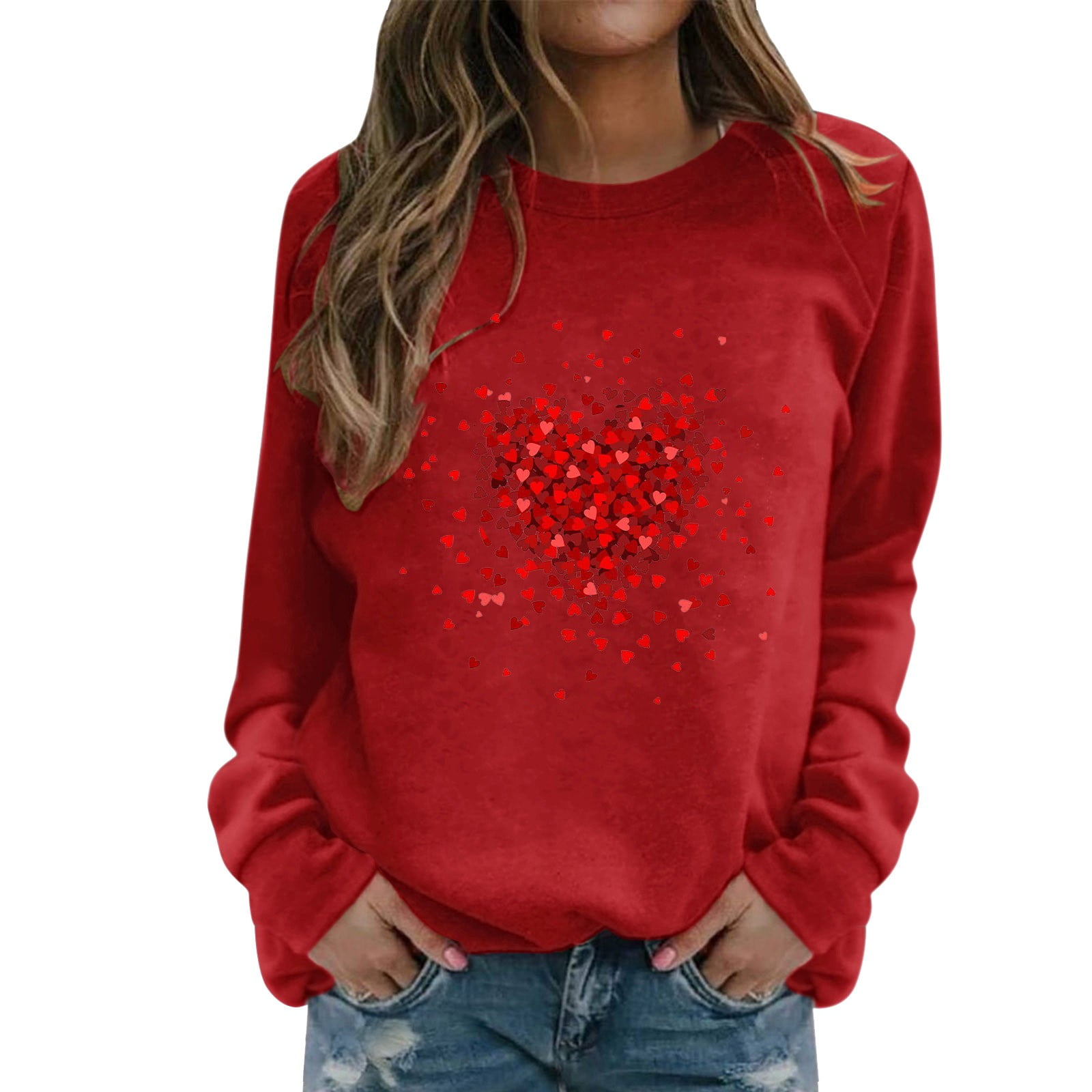 Women's Hoodless Sweatshirt Clearance Valentine's Day Women's ...