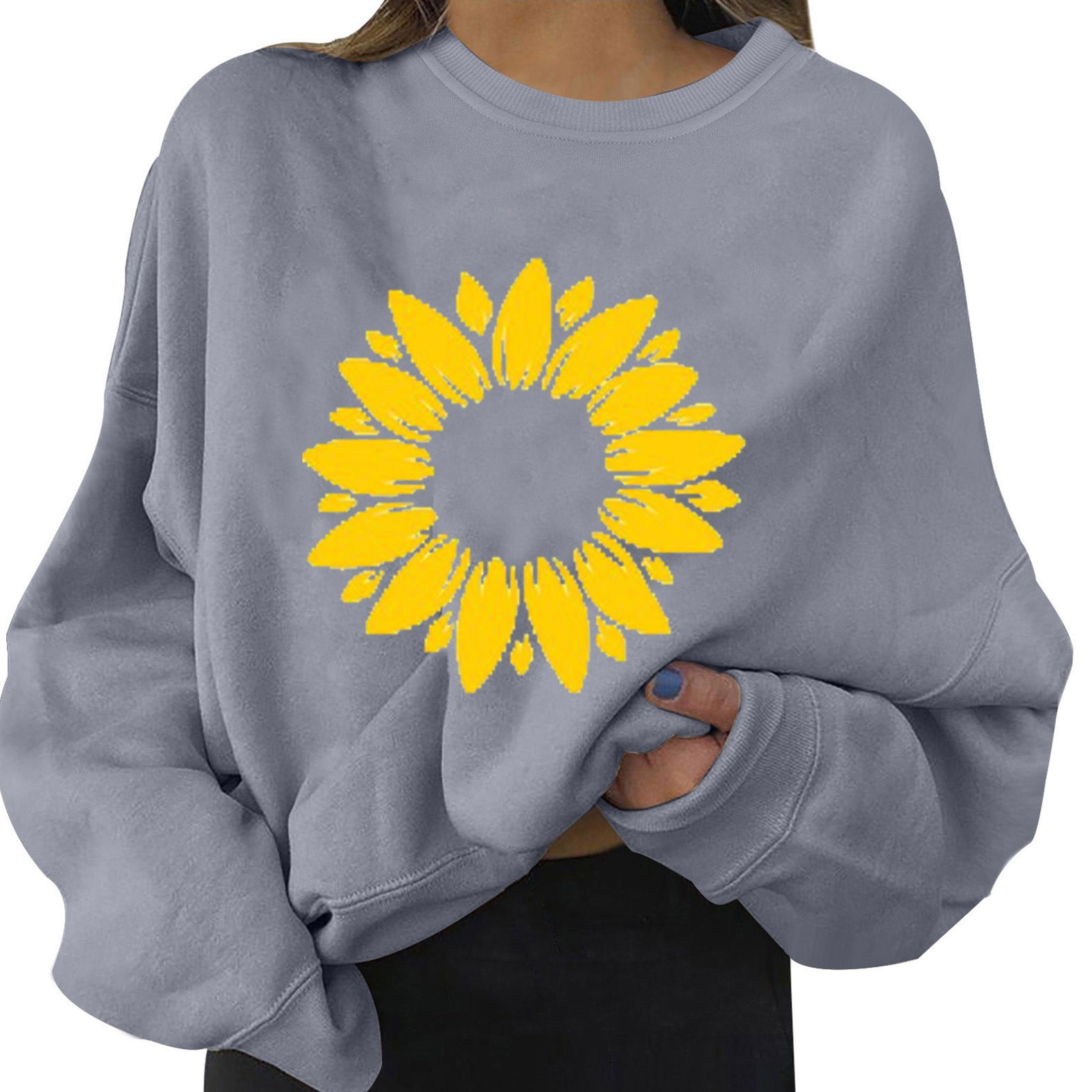Women's Hoodless Sweatshirt Daily Print Long Sleeve Pullover Letter ...