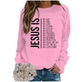 thumbnail image 1 of Women's Hoodless Sweatshirt Fashion Casual Round Neck God Letter Printed Style for Everyday Wear, 1 of 5