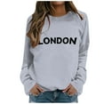 thumbnail image 1 of Women's Hoodless Sweatshirt Fashionable Letter Printed Round Neck Long Sleeved Casual Sports Apparel, 1 of 4