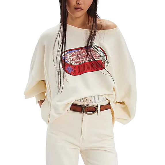 Women's Hoodless Sweatshirt Graphic Oversized Crewneck Sweatshirt For Women Lobster Print Sweatshirts Pullover Fall Tops, Women's Hoodless Sweatshirt M