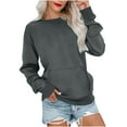 thumbnail image 1 of Women's Hoodless Sweatshirt Long Sleeve Pocket Pullover Casual Crewneck Lightweight Sweater, 1 of 4