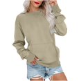 thumbnail image 1 of Women's Hoodless Sweatshirt Long Sleeve Pocket Pullover Casual Crewneck Lightweight Sweater, 1 of 4
