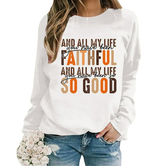 Women Oversize Sweatshirt Long Sleeve Crewneck Letter Printed Lightweight Loose Blouse Top Casual Comfortable Soft Fabric Streetwear