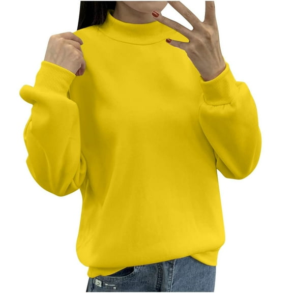 Women's Hoodless Sweatshirt Pullover Plain Basic Long Sleeve Crew Neck Casual Tops for Autumn Winter Comfortable Blouse Style