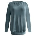 thumbnail image 1 of Women's Hoodless Sweatshirt Ribbed Pocket Pullover Long Sleeve Top for Autumn and Winter Loose Fit, 1 of 3