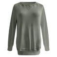 thumbnail image 1 of Women's Hoodless Sweatshirt Ribbed Pocket Pullover Loose Fit Long Sleeve Top for Autumn and Winter, 1 of 2