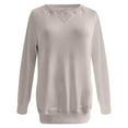 thumbnail image 1 of Women's Hoodless Sweatshirt Ribbed Pocket Pullover Loose Fit Long Sleeve Top for Autumn and Winter, 1 of 2