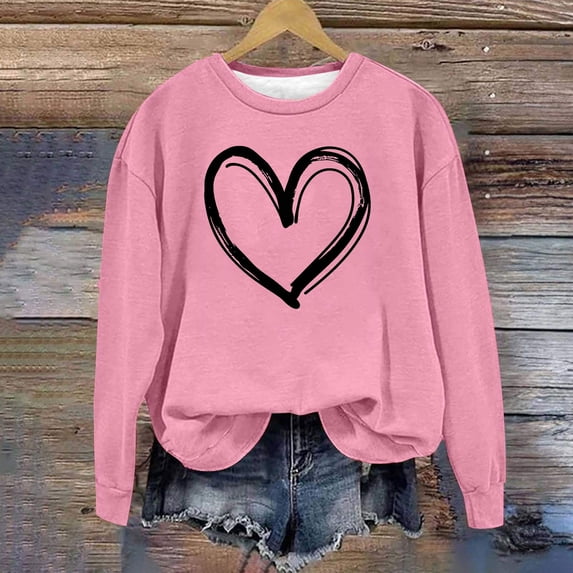 Women's Hoodless Sweatshirt Valentines Day Round Neck St. Patrick's Day Printed Long Sleeved Top Sweatshirts
