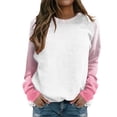 thumbnail image 1 of Women's Hoodless Sweatshirt Women Raglan Crewneck Tops Gradient Solid Print Sweatshirts Long Sleeve Color Block Pullover Cute Clothing, 1 of 6