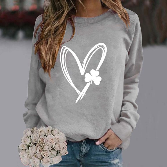 Women's Hoodless Sweatshirt Women'S Fashionable Round Neck Casual Floral Print Long Sleeve Top Sweatshirt, Women's Hoodless Sweatshirt
