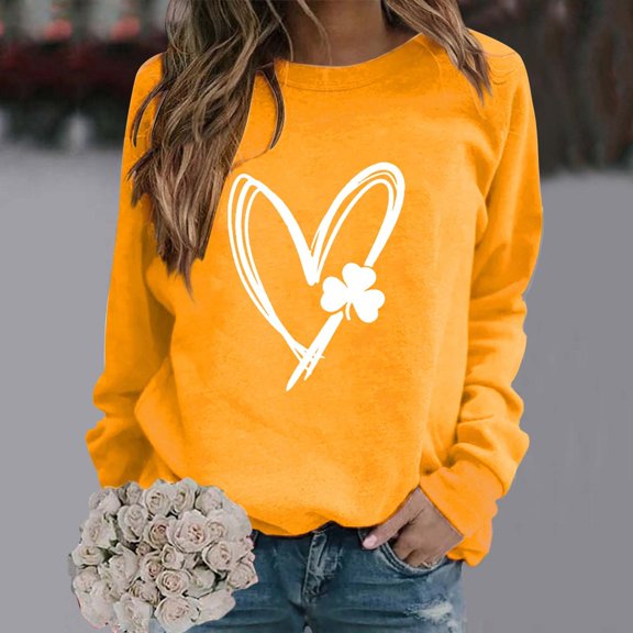 Women's Hoodless Sweatshirt Women'S Fashionable Round Neck Casual Floral Print Long Sleeve Top Sweatshirt, Women's Hoodless Sweatshirt