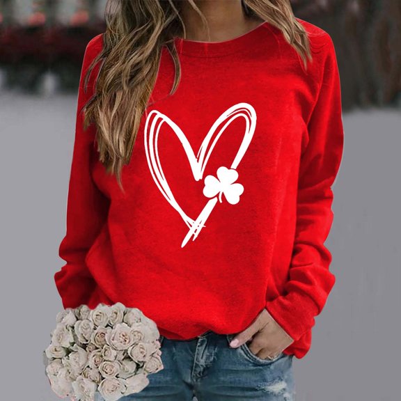 Women's Hoodless Sweatshirt Women'S Fashionable Round Neck Casual Floral Print Long Sleeve Top Sweatshirt, Women's Hoodless Sweatshirt