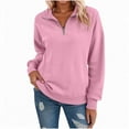 thumbnail image 1 of Women's Hoodless Sweatshirt Women Solid Hoodless V Neck Long Sleeve Zippered Pocket Sweatshirt for Daily and Casual Wear, 1 of 4