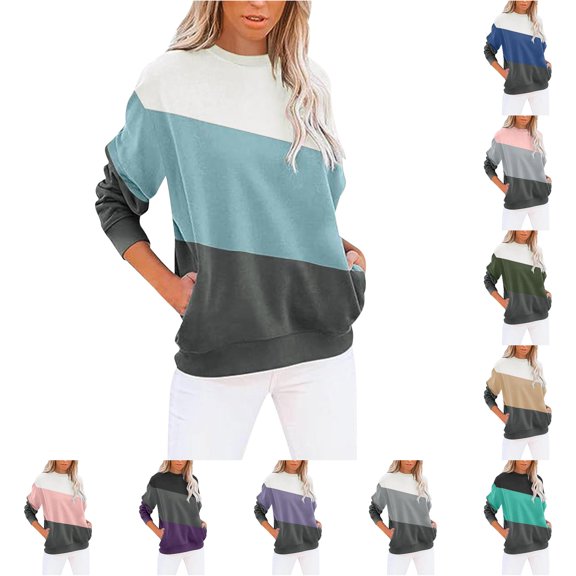 Women's Hoodless Sweatshirt for Women - Round Neck Long Sleeve Solid Casual Top with Loose Fit Everyday Warmth and Comfortable Casualwear