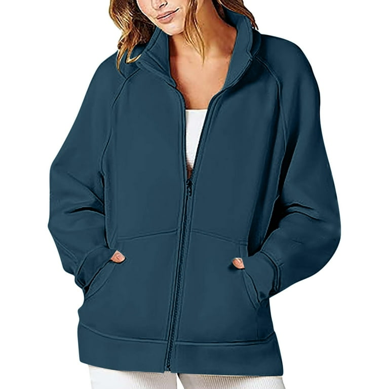 Women's hoodless zippered sweatshirts online