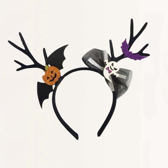Women's Horror Themed Skull Antler Headband, Spooky Halloween Hairband with Lace Details, Ideal for Trick-or-treating, Halloween Parties and Festivals