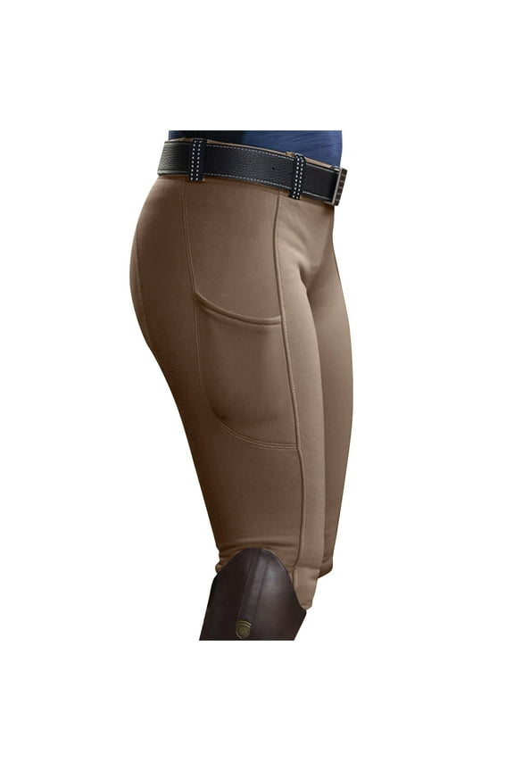 Women's Horse Riding Pants High Strench Equestrian Breeches Horseback Schooling Tights Side Pockets
