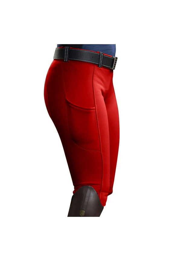 Women's Horse Riding Pants with Pockets Slim-Fit Long Pants Knee-Patch Equestrian Breeches Horseback Schooling Tights Butt Lifting Seamless Leggings Business Office Slacks for Gym Yoga