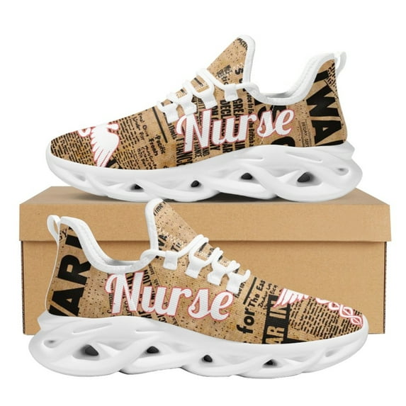 Women's Hospital Work Sneakers Paramedic EMT EMS and Newpaper Design Non-Slip Running Shoes Outdoor Cushion Walking