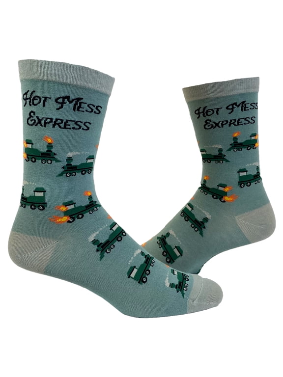 Women's Hot Mess Socks Funny Train Hungover Party Sarcastic Graphic Novelty Footwear