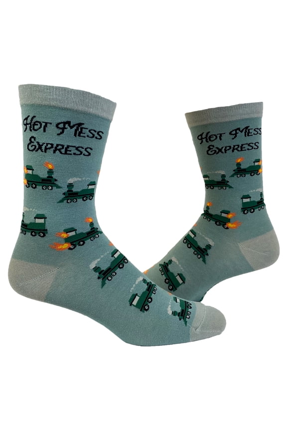 Women's Hot Mess Express Socks Funny Train Hungover Party Sarcastic Graphic Novelty Footwear