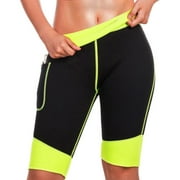 Women's Hot Neoprene Sauna Sweat Shorts with Pocket Weight Loss Slimming Pants Workout Body Shaper Yoga Leggings