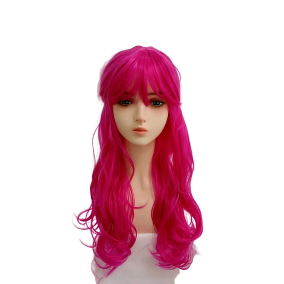 Women's Hot Pink Curled Long Wig 28 Inch/70cm Synthetic Party Cosplay Fantasy Magic Theme Role Play Hair Accessory Adult