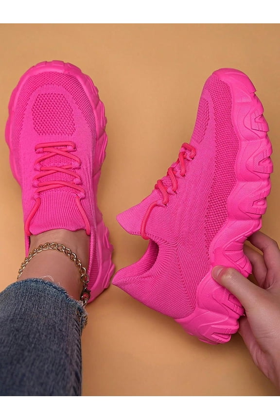 Women's Hot Pink Wave Sole Sneakers, All-Day Comfort