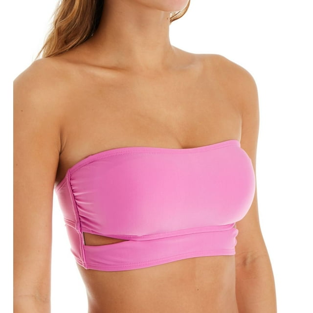 Women's Hot Water 24ZZ1060 Solids Longline Bandeau Bikini Swim Top (Thistle S)