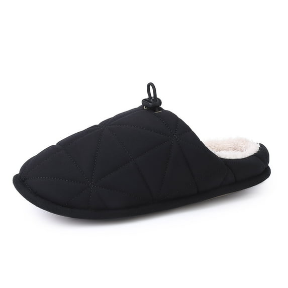 Women's House Shoes with Memory Foam, Gift for Women, Ladies Slippers with Indoor &Outdoor Anti-Skid Rubber Sole,Black,7-8