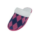 thumbnail image 1 of Women's House Slippers Diamond Pattern Leather Patch Upper With Plush Cuff and Inside Lined Sizes S-XL., 1 of 4