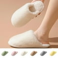 thumbnail image 1 of Women's House Slippers Flat Heel Closed Toe Slip-on Flats Slides Women's Casual Home Indoor Outdoor Solid Color Slippers with Velvet And Warm Slippers Green 7.5, 1 of 6