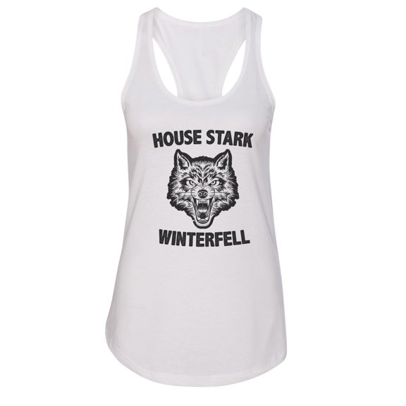 Women’s “House Stark Winterfell” Game Of Thrones Graphic Tank Top USA Made RB Clothing Co White, Medium