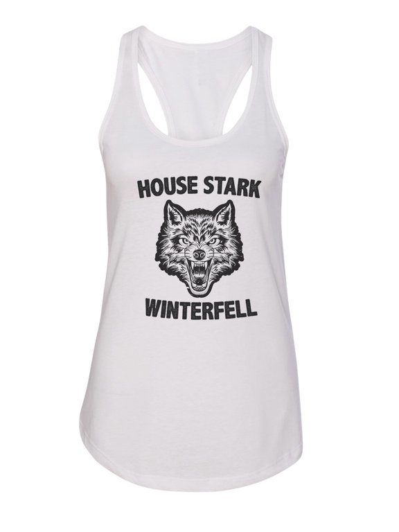 Women’s “House Stark Winterfell” Game Of Thrones Graphic Tank Top USA Made RB Clothing Co White, X-Large