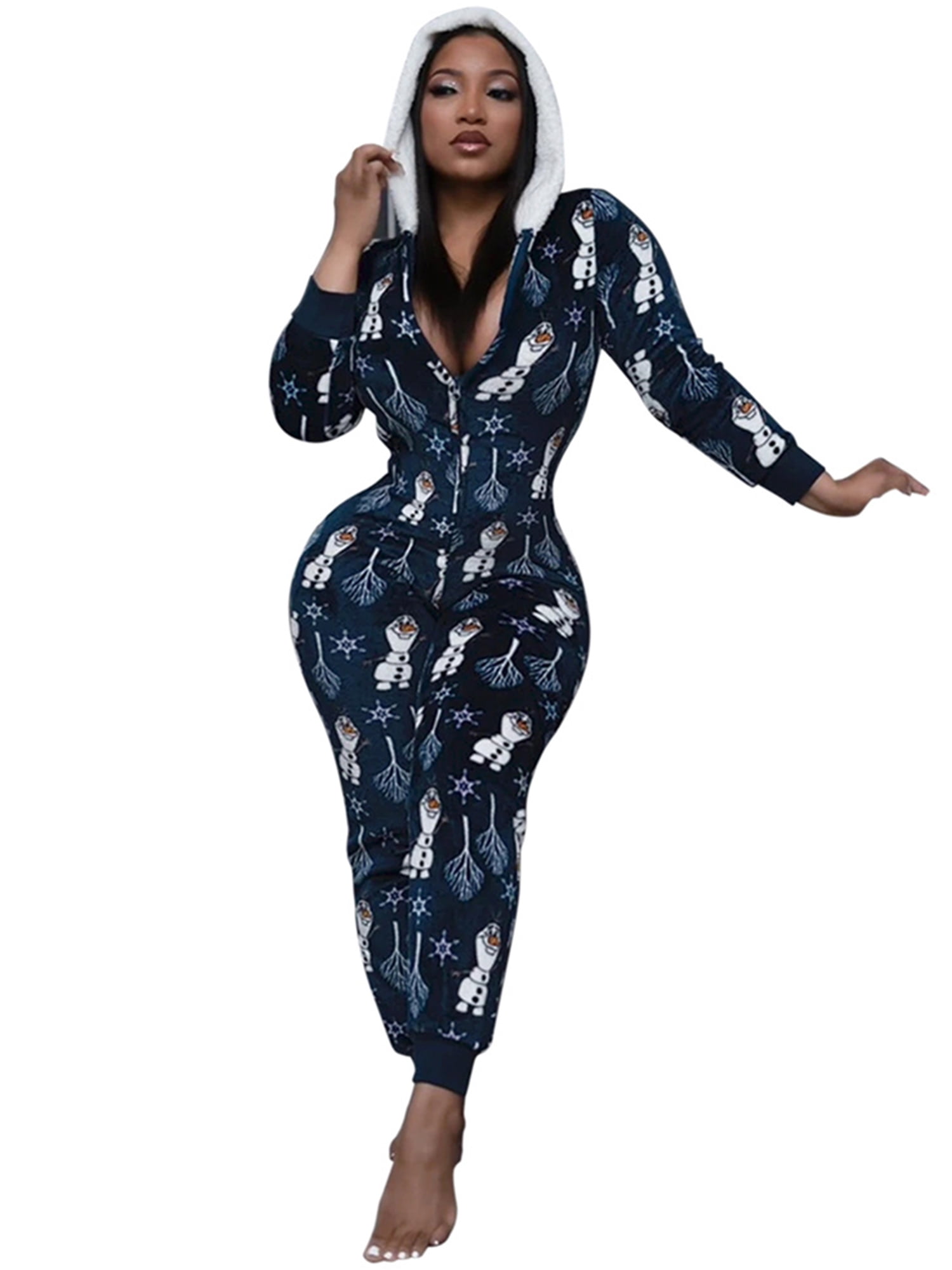 Women s Household Romper Sleeping Jumpsuit Long Sleeve Elastic