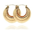 thumbnail image 1 of Women's Hugs & Kisses 18k Real Gold Plated Layered Hoop Earring Set 50mm, 1 of 5