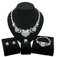 thumbnail image 1 of Women's Hugs & Kisses XOXO 4 Pieces Necklace Set Hearts Charm Necklace Ring Bracelet & Earrings Real Gold Pated Layered (Silver), 1 of 5