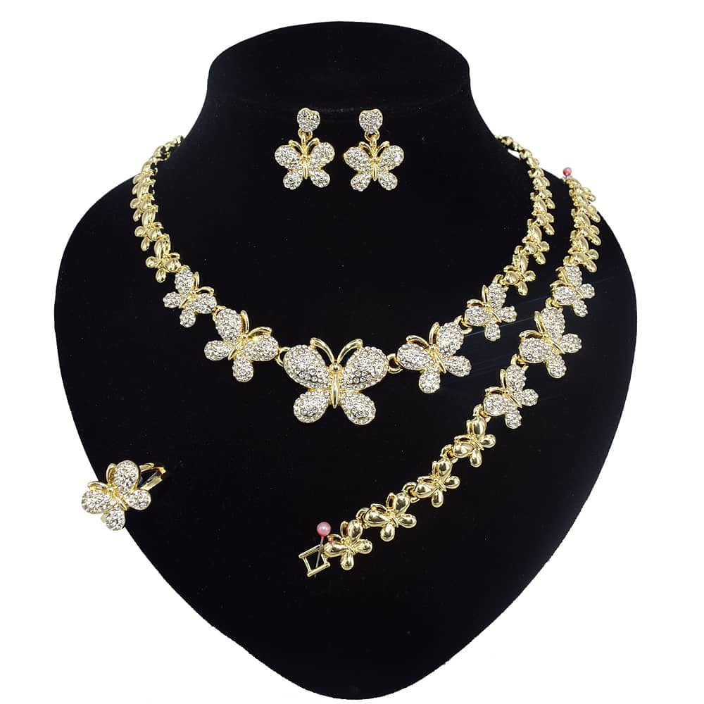 Women's Hugs & Kisses XOXO Butterfly Charm Necklace Set 18k Layered Real  Gold Plated Includes Necklace Bracelet Earrings Ring Set
