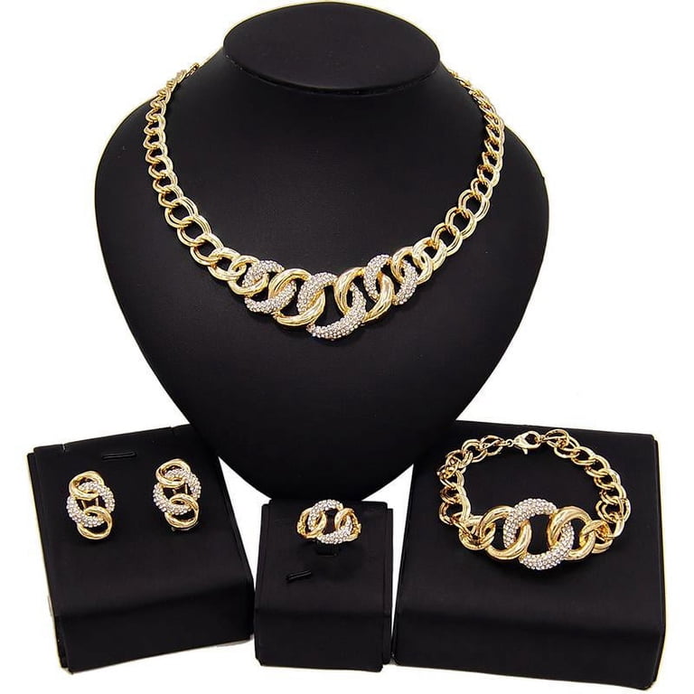Women's Hugs & Kisses Xo Xo Real Gold Plated 4 Pieces Jewelry Set