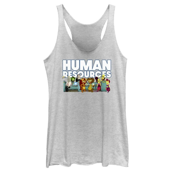 Women's Human Resources Monster Office Coffee Break  Racerback Tank Top White Heather 2X Large