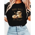 thumbnail image 1 of Women's Humorous "Mama Makes The Dough" Vintage Baking Graphic Casual T Shirt Short Sleeve Round Neck Top Black S-5XL, 1 of 5