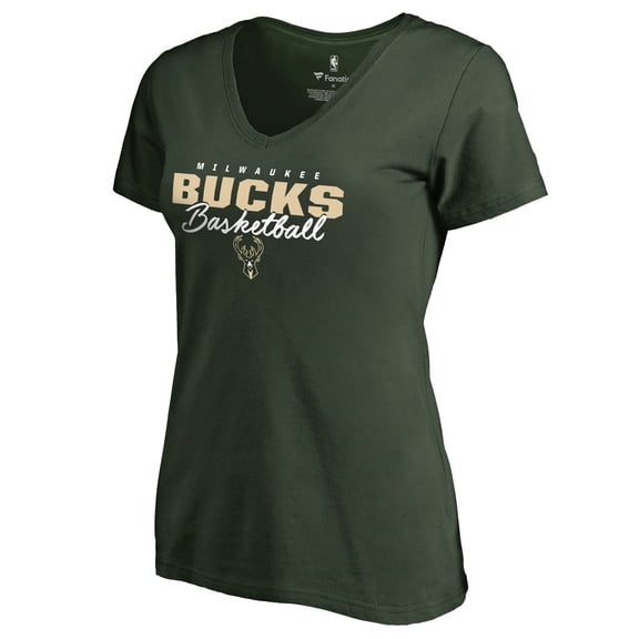 Women's Hunter Green Milwaukee Bucks Script Assist T-Shirt