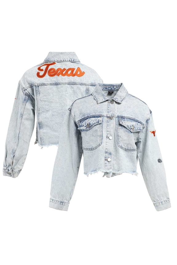 Women's Hype and Vice Denim Texas Longhorns Lightwash Full-Button Jean Jacket