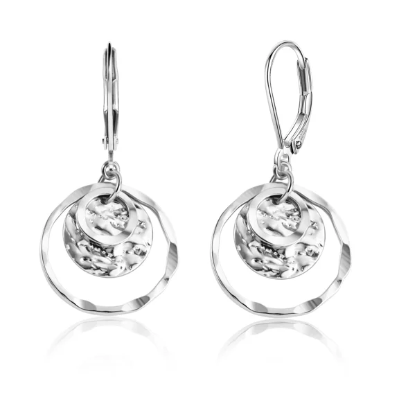 Women's Hypoallergenic Hammered Hoop Earrings, Lightweight Textured Jewelry Gift for Sensitive Skin (silver)
