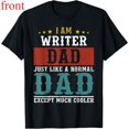 thumbnail image 1 of Women's "I Am Writer Dad" Vintage Graphic Breathable T Shirt Casual Short Sleeve Cotton Round Neck Top Black S-5XL, 1 of 5