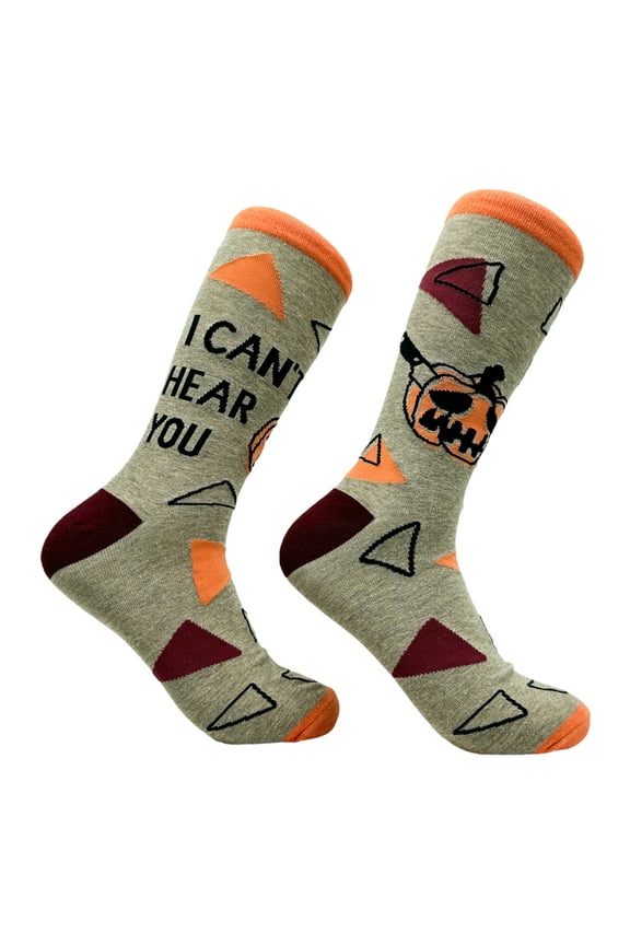 Women's I Cant Hear You Socks Funny Cut Halloween Pumpkin Joke Footwear